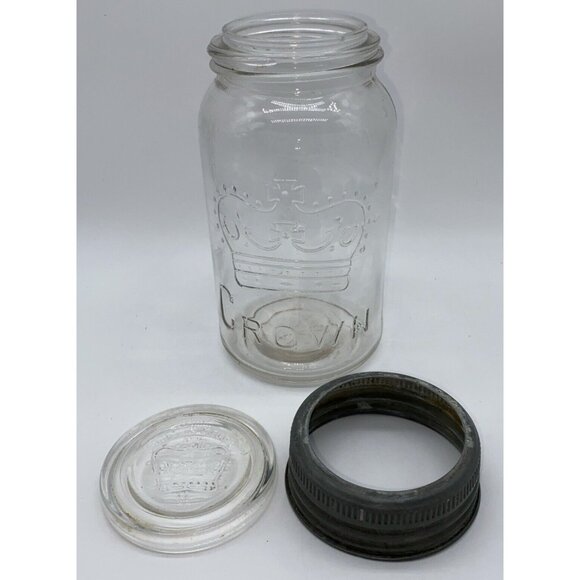 Vintage 1932 Crown Quart Mason Canning Preserving Pickling Glass Jar 7” Canada - Picture 6 of 10